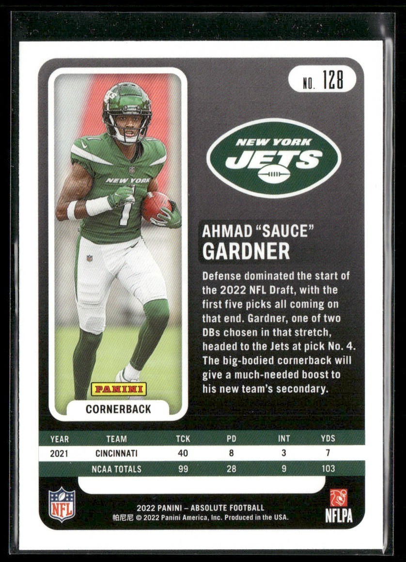 Ahmad Sauce Gardner Player Lot Bundle 10 Different Football Cards AG001 Jets 4RC back