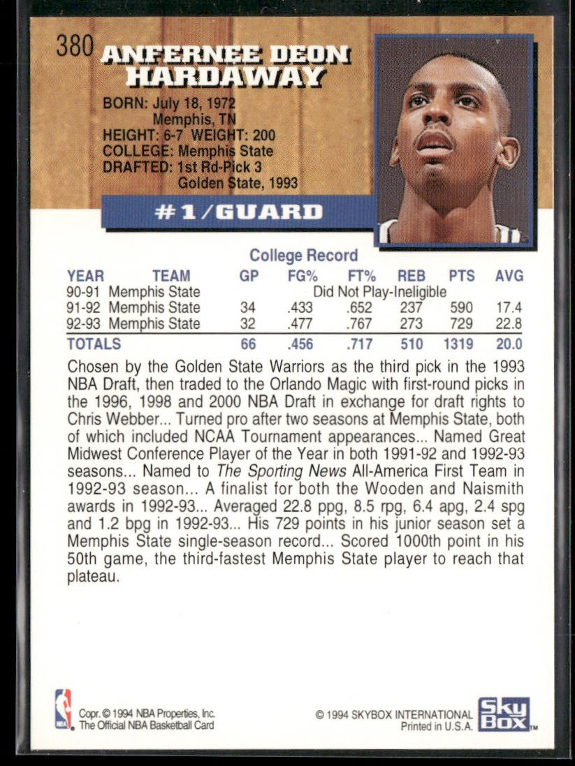 Anfernee "Penny" Hardaway Player Lot Bundle 10 Basketball Cards AH001 2 RC Magic back