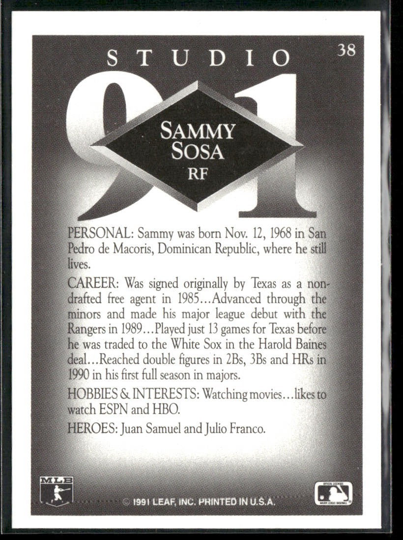 Sammy Sosa Lot Bundle 10 Different Baseball Cards SS001 Cubs back