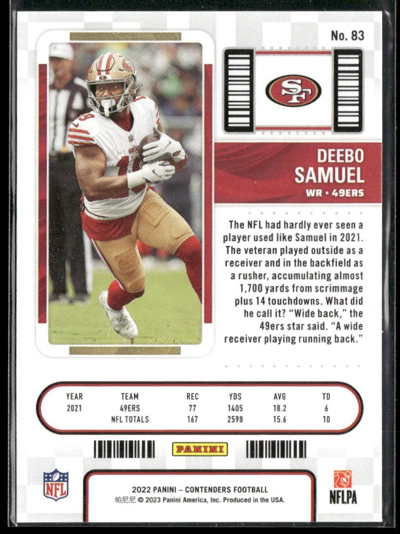 Deebo Samuel Player Lot Bundle 10 Different Football Cards DS002 San Fran 49ers back