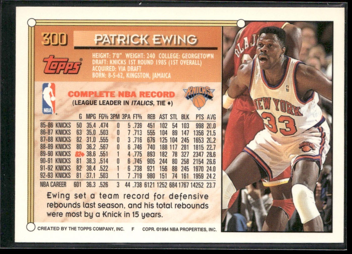 Patrick Ewing Player Lot Bundle 10 Basketball Cards PE005 New York Knicks back