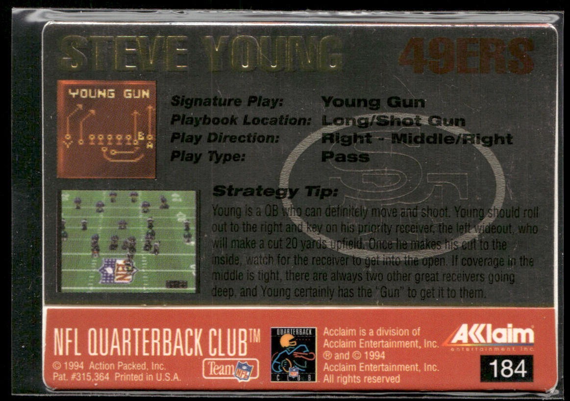 Steve Young Player Lot Bundle 10 Different Football Cards SY004 49ers back