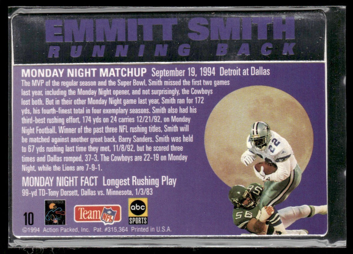 Emmitt Smith Player Lot Bundle 10 Different Football Cards ES003 Cowboys back