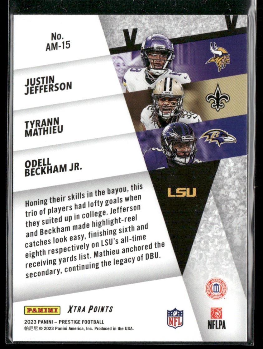 Justin Jefferson Player Lot Bundle 10 Different Football Cards JJ002 Vikings back