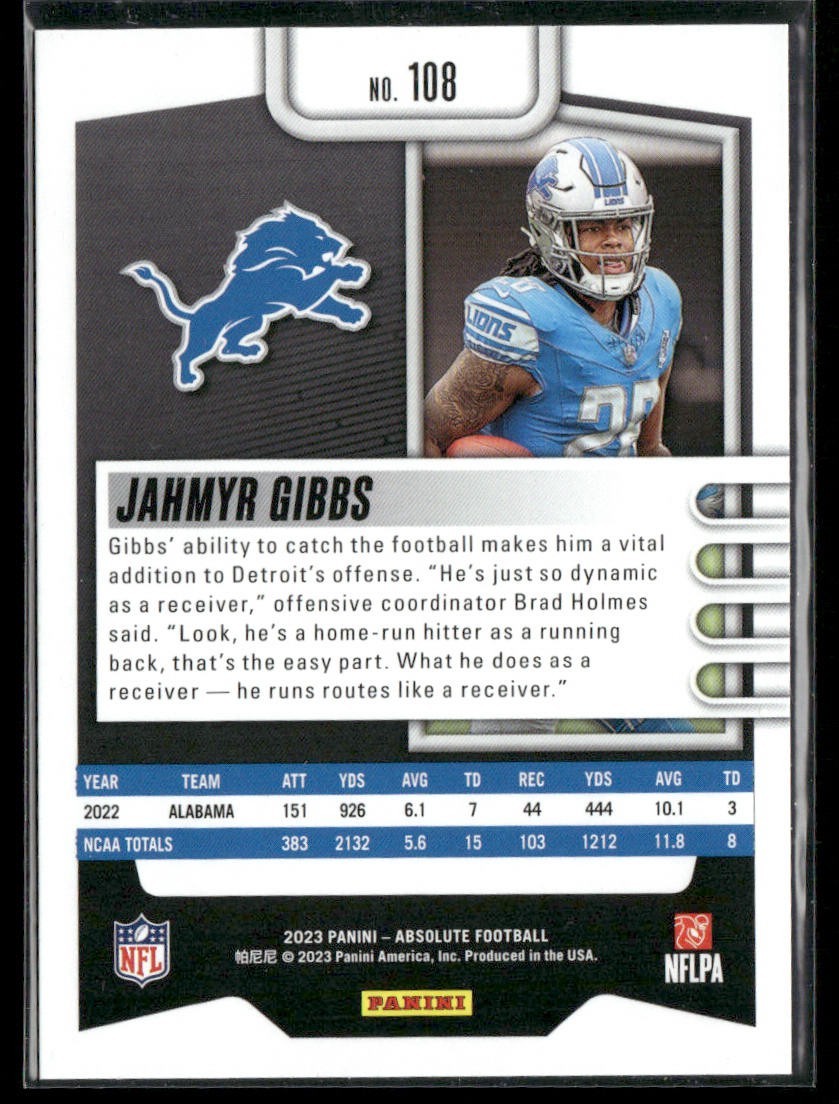 Jahmyr Gibbs Player Lot Bundle 10 Different Football Cards JG001 Lions 6 RC back