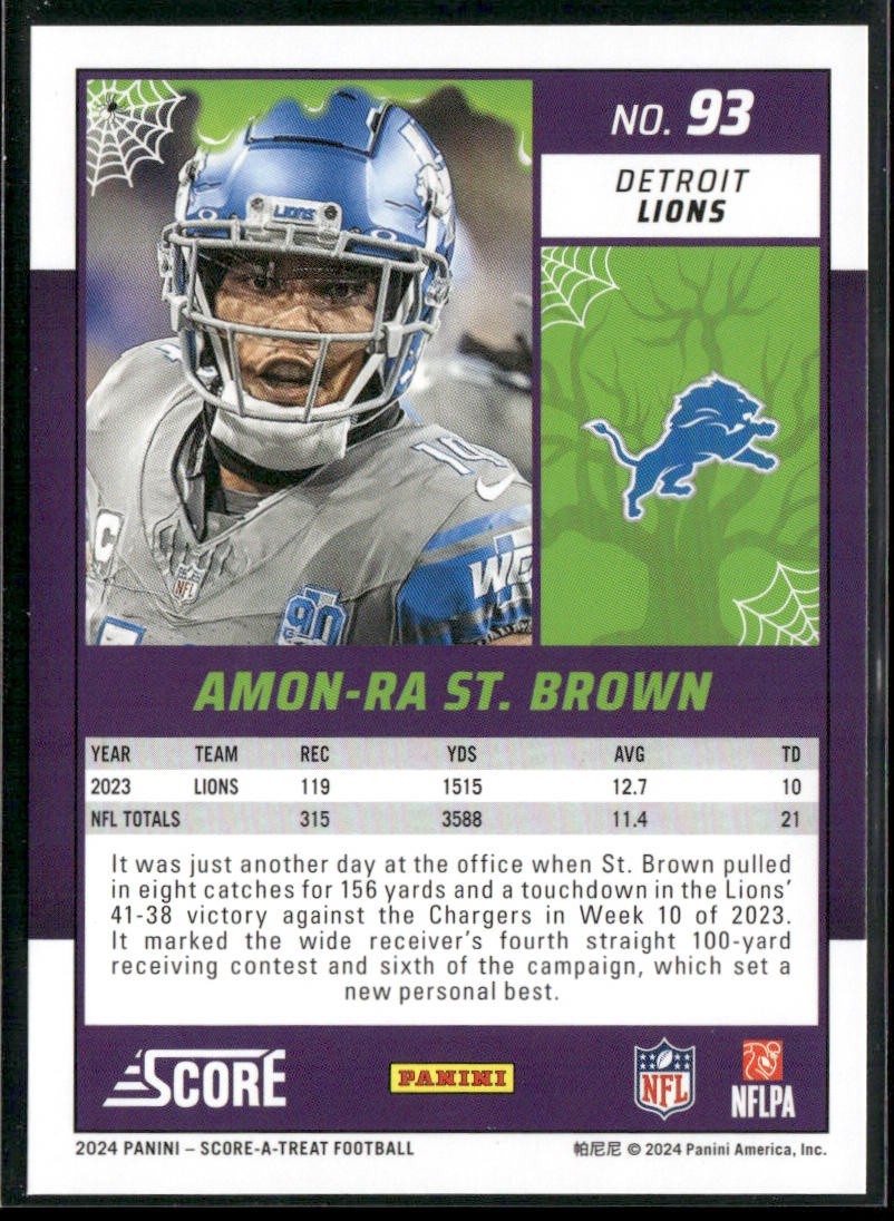 Amon-Ra St. Brown Player Lot Bundle 10 Different Football Cards ASB001 Lions 2RC back