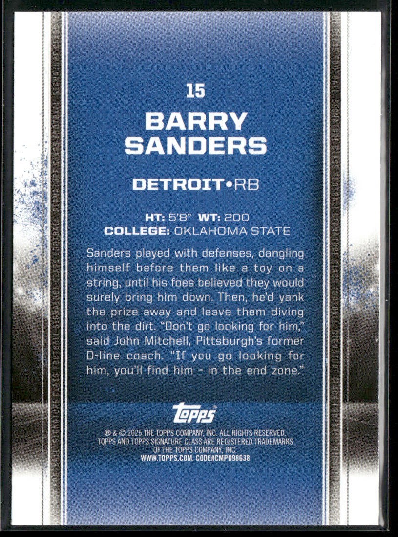 Barry Sanders Player Lot Bundle 10 Different Football Cards BS009 Lions back
