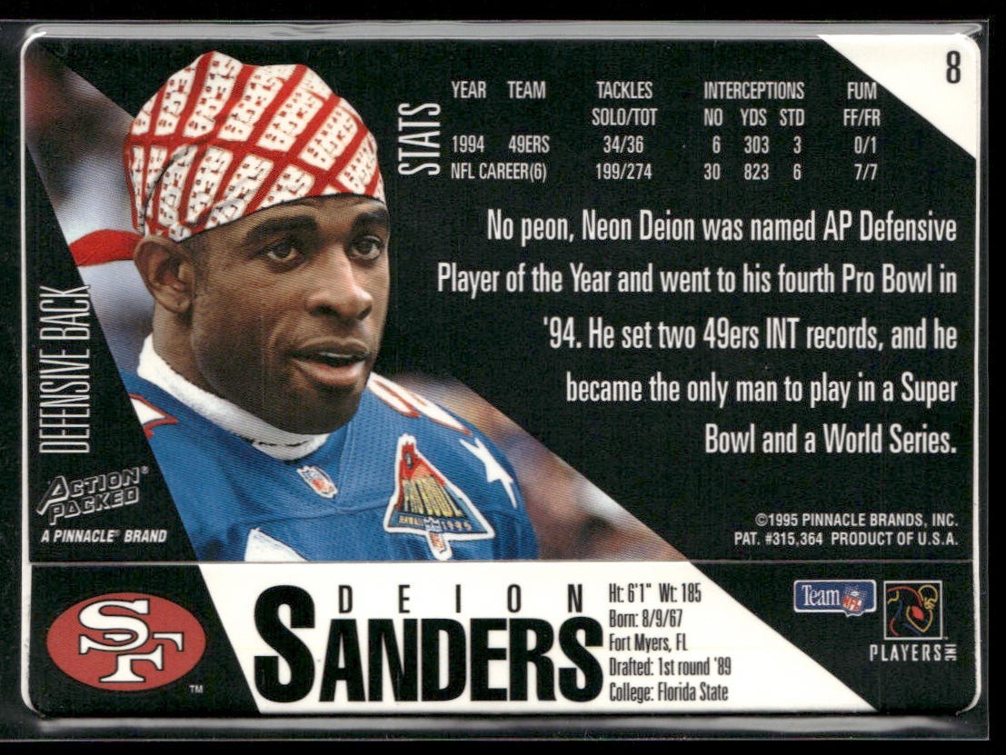 Deion Sanders Player Lot Bundle 10 Different Football Cards DS002 Falcons 49ers back