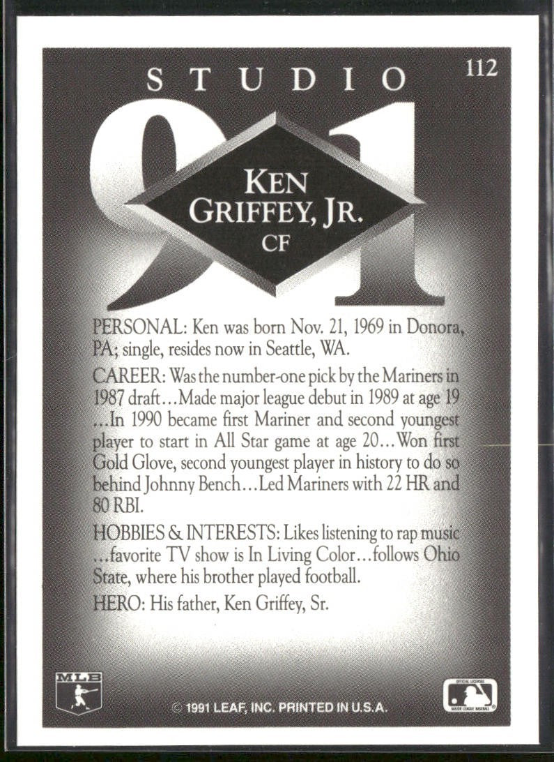 Ken Griffey Jr. Player Lot Bundle 10 Different Baseball Cards KGJ001 Mariners back
