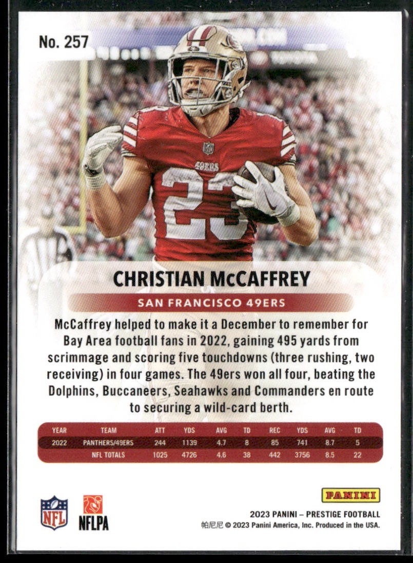 Christian McCaffrey Player Lot Bundle 10 Different Football Cards CM001 back