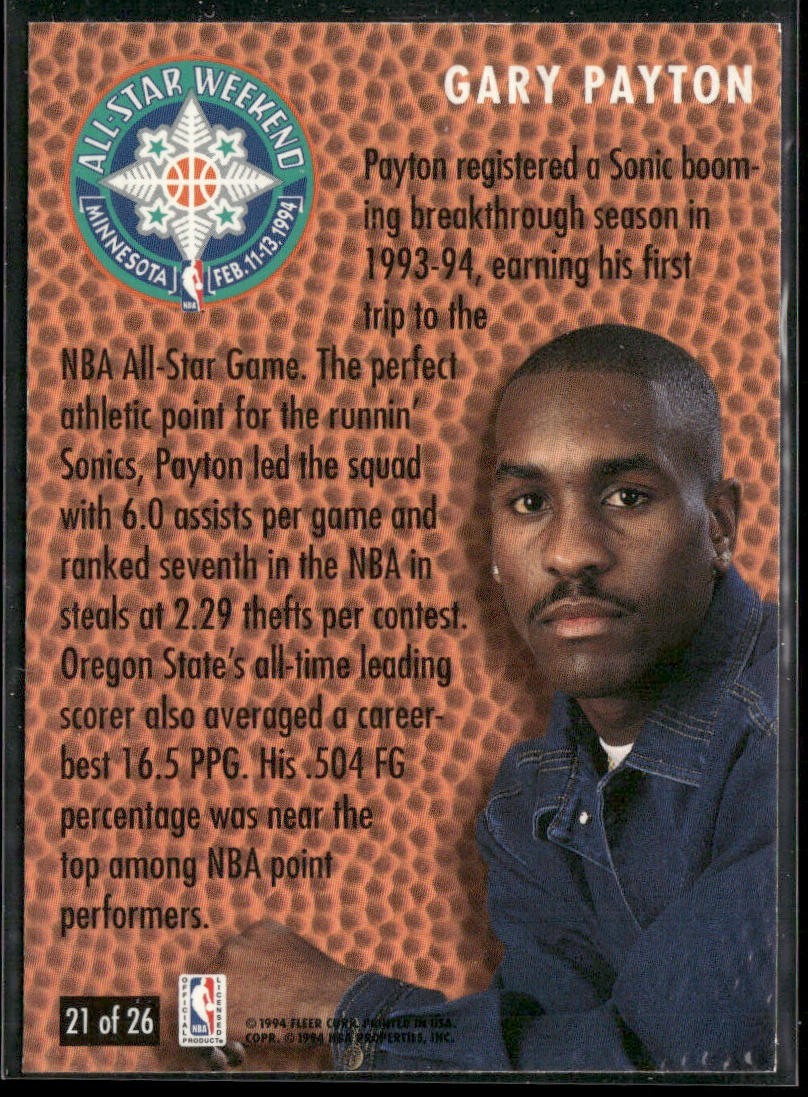 Gary Payton Player Lot Bundle 10 Basketball Cards GP001 Supersonics back