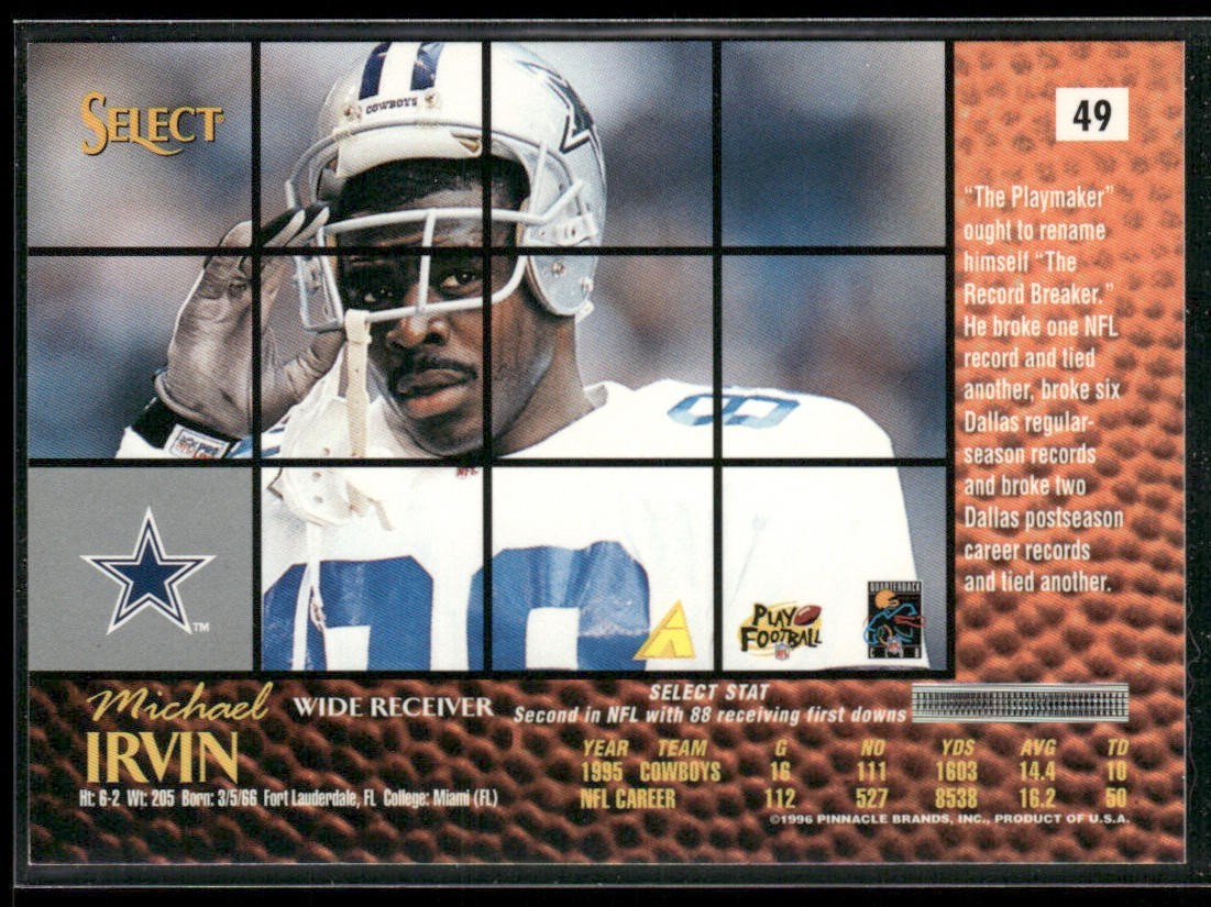 Michael Irvin Player Lot Bundle 10 Different Football Cards MI001 Cowboys back