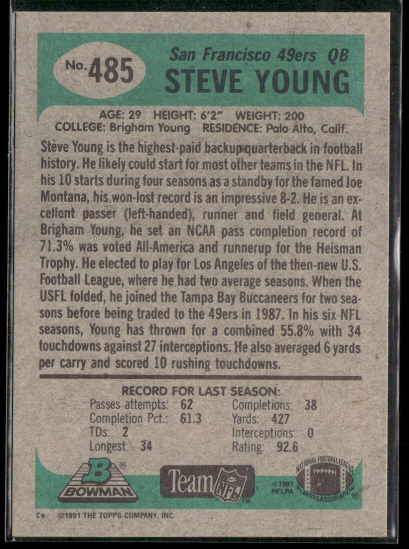 Steve Young Player Lot Bundle 10 Different Football Cards SY007 49ers back
