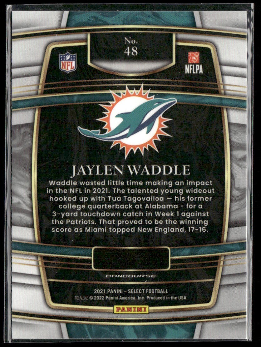 Jaylen Waddle Player Lot Bundle 10 Different Football Cards JW001 Dolphins 4 RC back