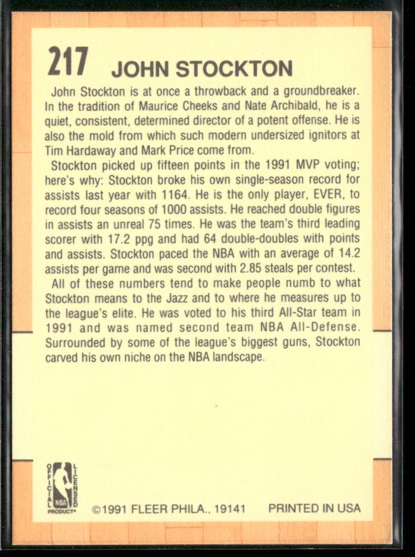 John Stockton Player Lot Bundle 10 Basketball Cards JS006 Utah Jazz back