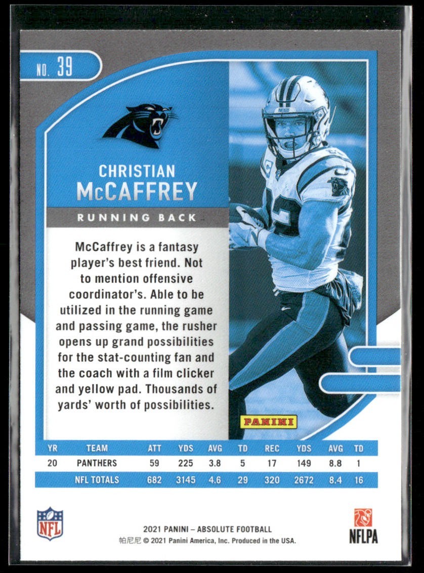 Christian McCaffrey Player Lot Bundle 10 Different Football Cards CM003 back
