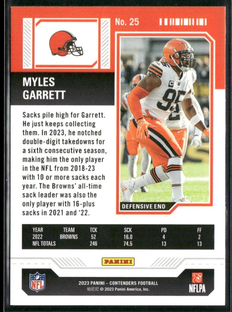 Myles Garrett Player Lot Bundle 10 Different Football Cards MG001 Browns back