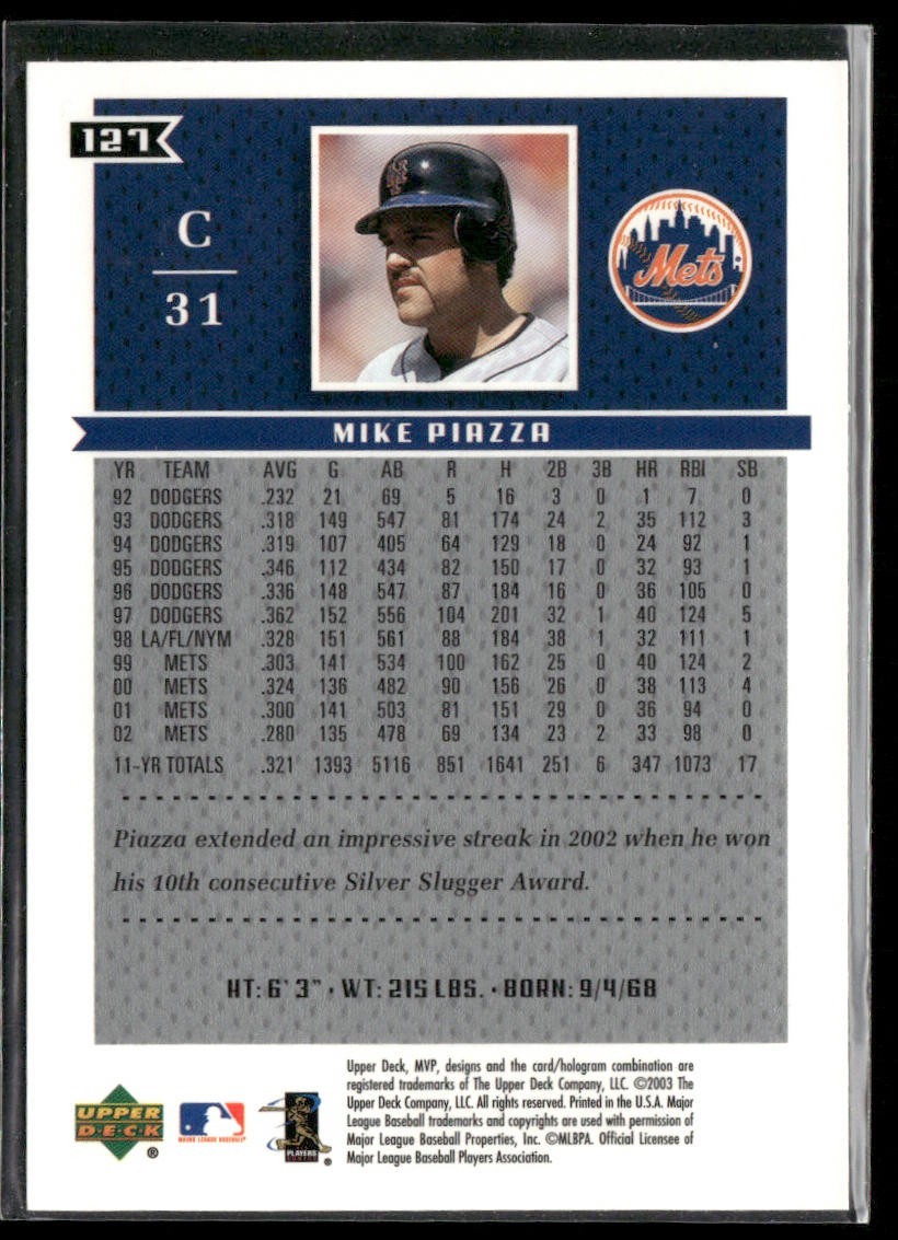 Mike Piazza Player Lot Bundle 10 Different Baseball Cards MP003 Dodgers Mets back