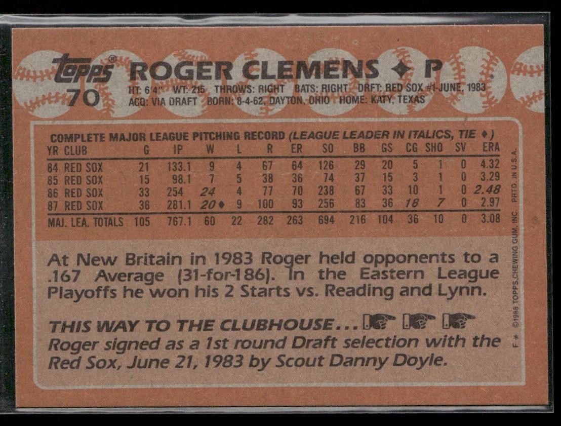 Roger Clemens Lot Bundle 10 Different Baseball Cards RC001 Red Sox Yankees back