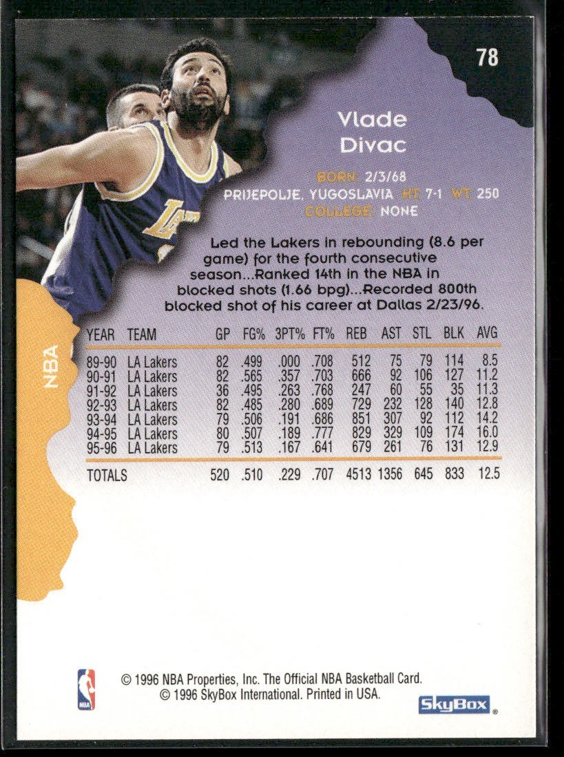 Vlade Divac Player Lot Bundle 10 Basketball Cards VD002 Lakers Hornets back