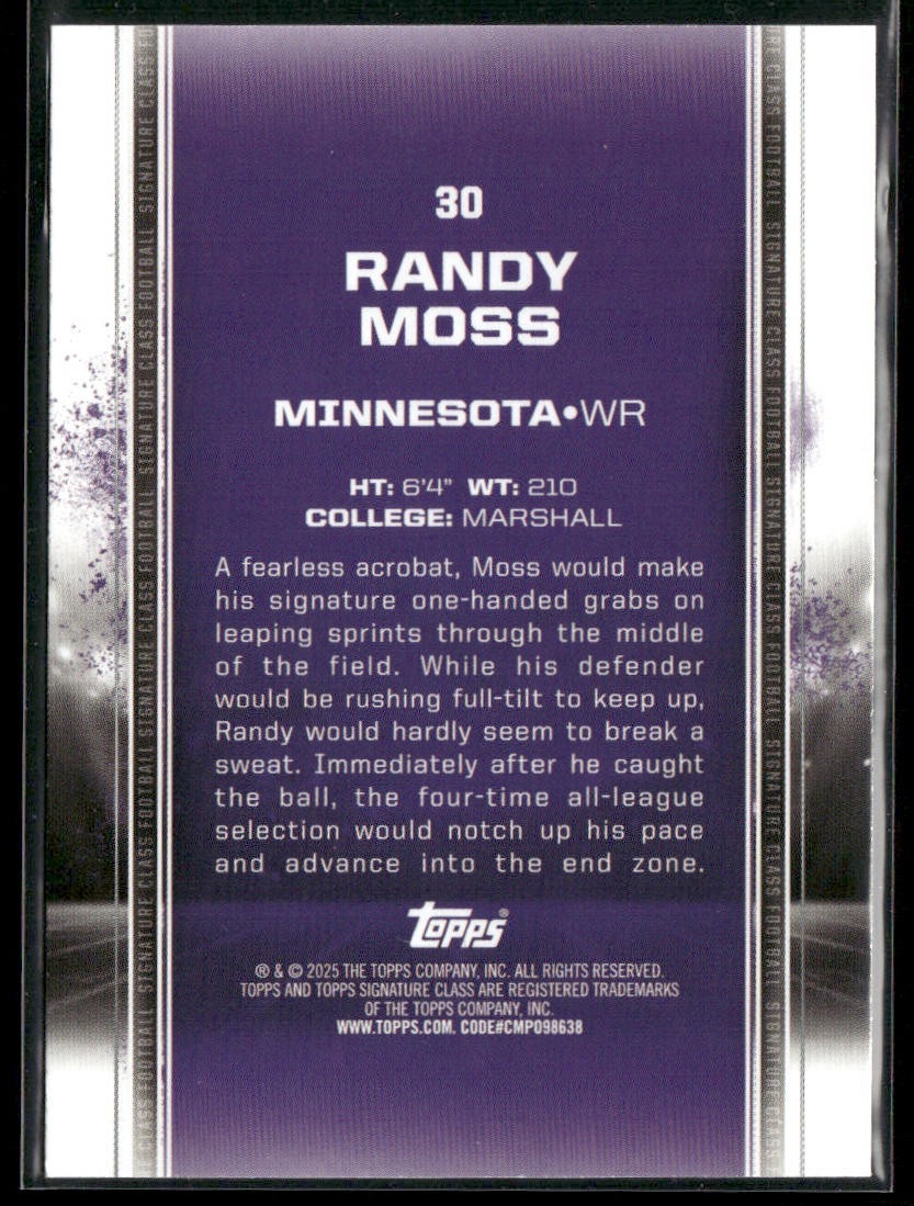 Randy Moss Player Lot Bundle 10 Different Football Cards RM002 Vikings Raiders back