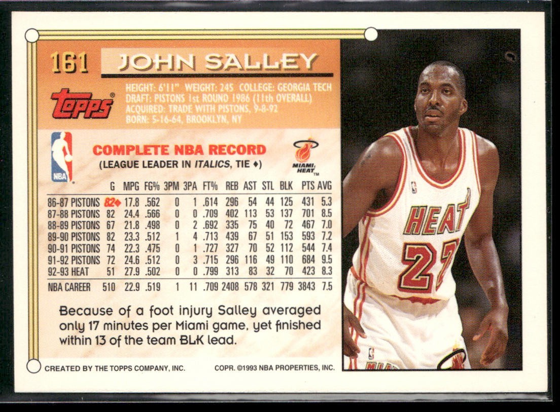 John Salley Player Lot Bundle 10 Basketball Cards JS004 Heat Pistons back