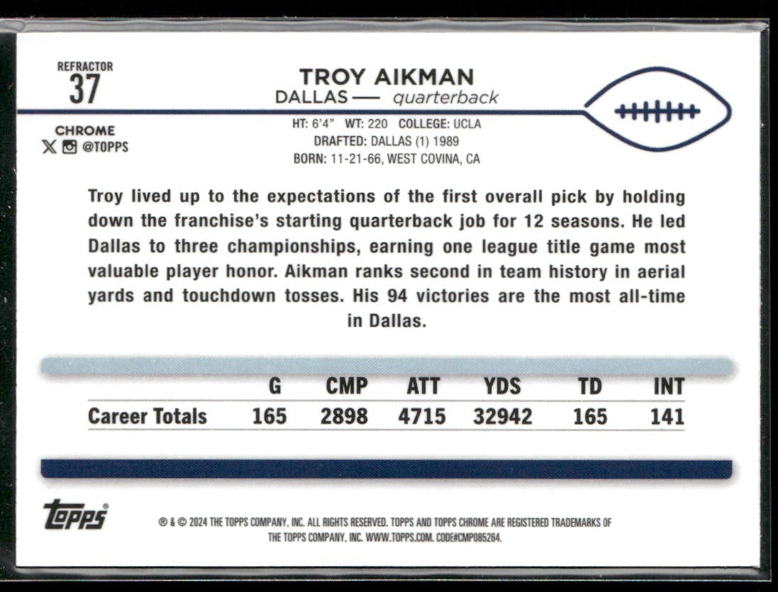 Troy Aikman Player Lot Bundle 10 Different Football Cards TA009 Cowboys back