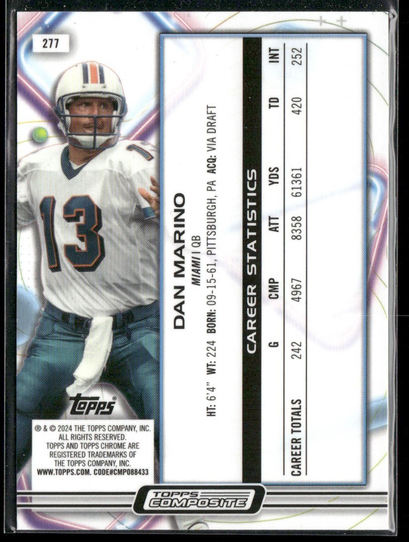 Dan Marino Player Lot Bundle 10 Different Football Cards DM007 Dolphins back