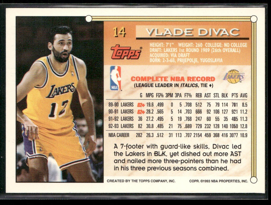 Vlade Divac Player Lot Bundle 10 Basketball Cards VD003 Lakers Hornets back