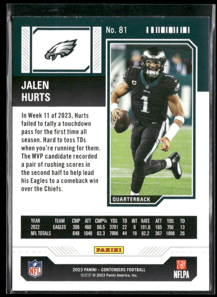 Jalen Hurts Player Lot Bundle 10 Different Football Cards JH003 Eagles back