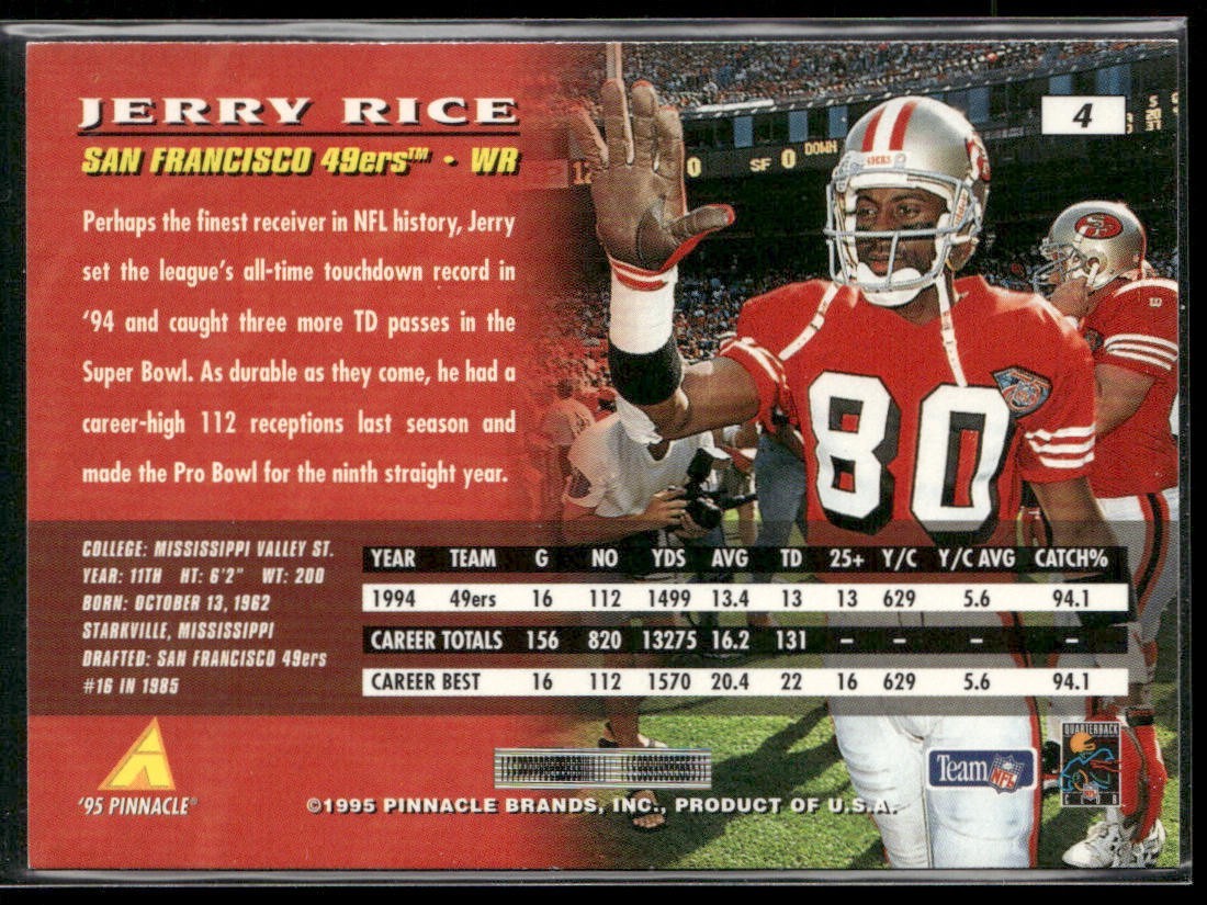Jerry Rice Player Lot Bundle 10 Different Football Cards JR001 49ers back