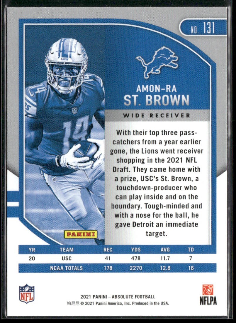 Amon-Ra St. Brown Player Lot Bundle 10 Different Football Cards ASB001 Lions 2RC back