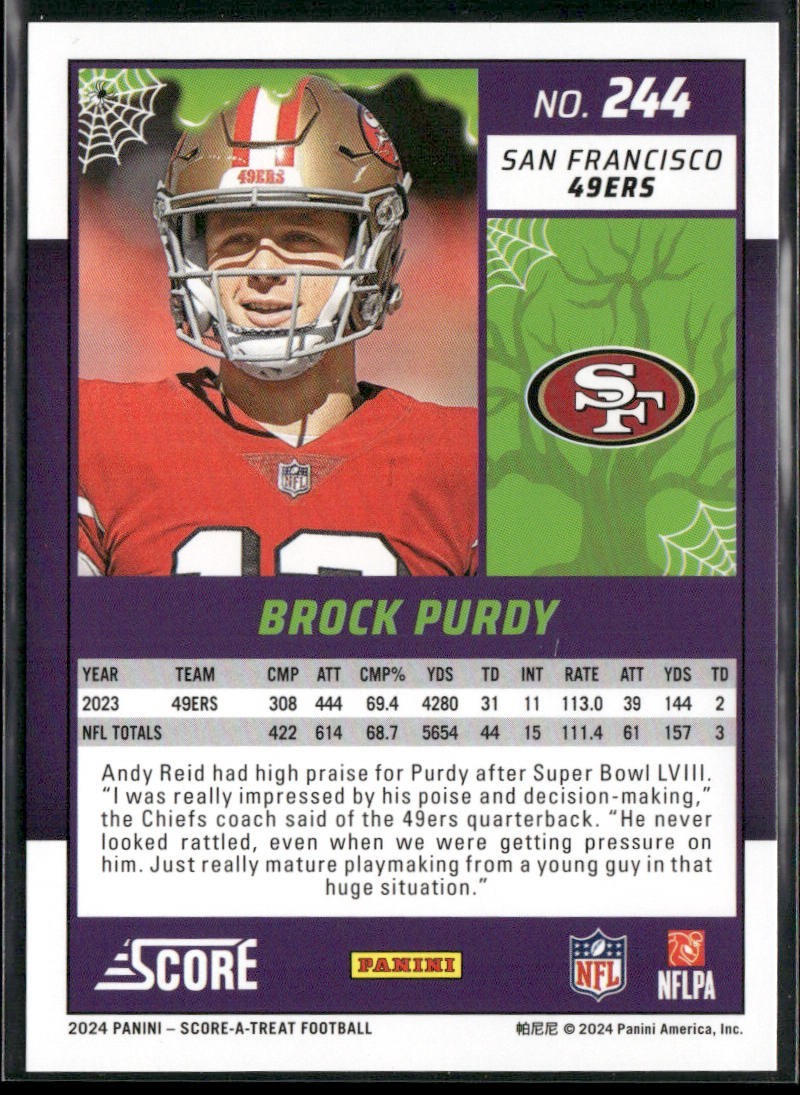 Brock Purdy Player Lot Bundle 10 Different Football Cards BP001 49ers back