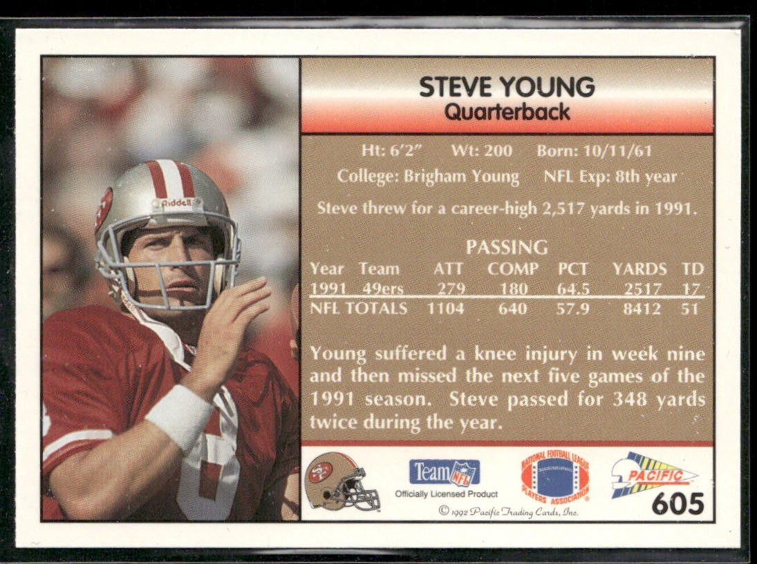Steve Young Player Lot Bundle 10 Different Football Cards SY008 49ers back