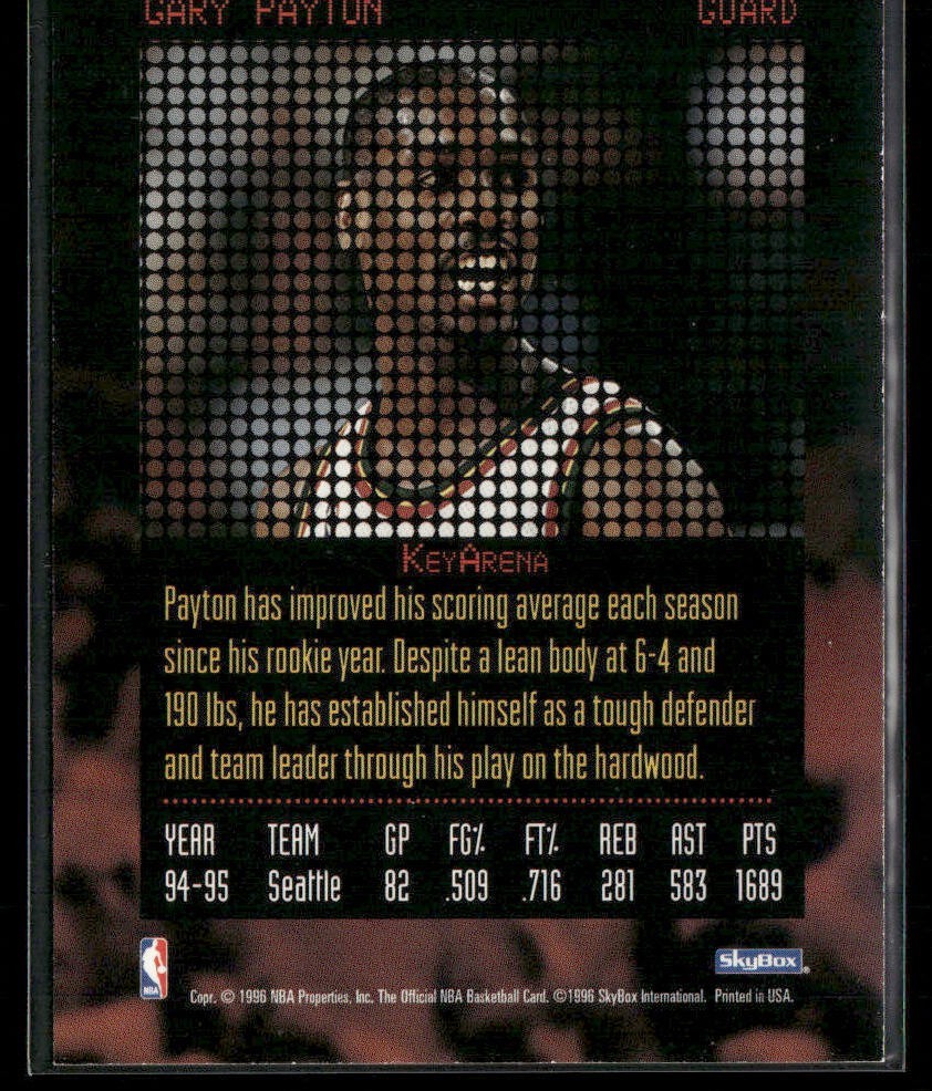 Gary Payton Player Lot Bundle 10 Basketball Cards GP001 Supersonics back