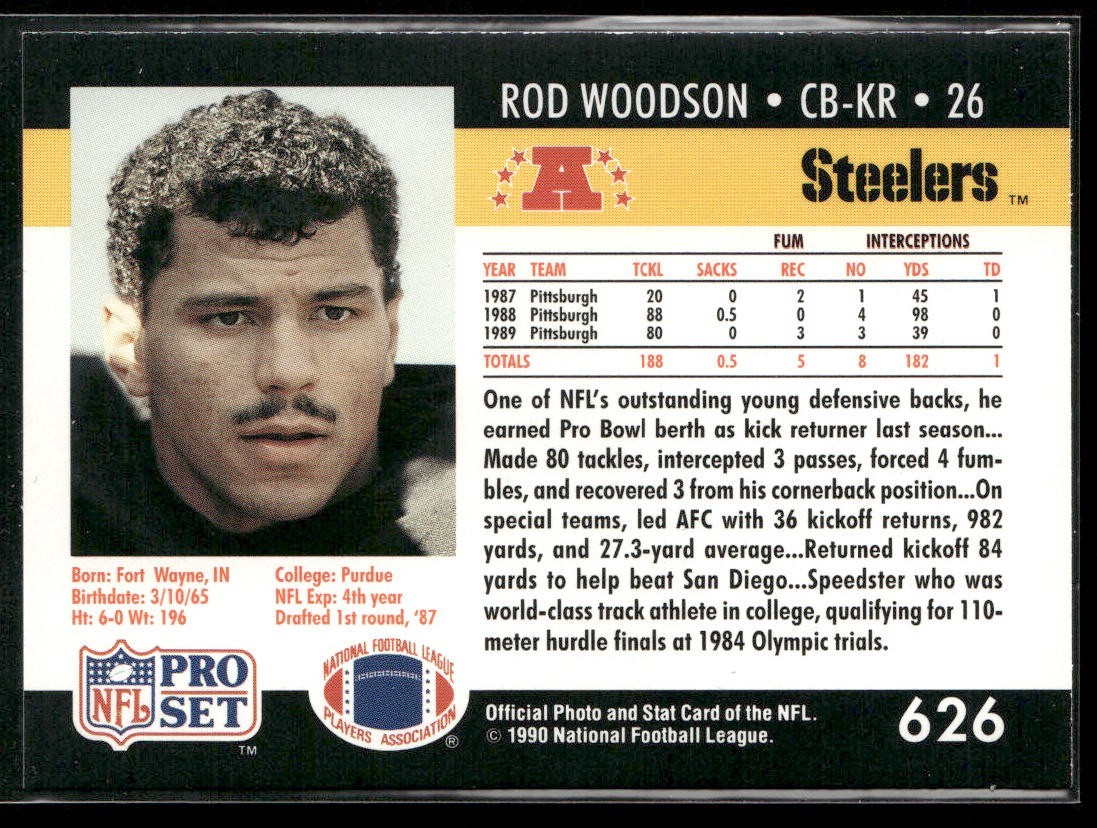 Rod Woodson Player Lot Bundle 10 Different Football Cards RW005 Steelers back