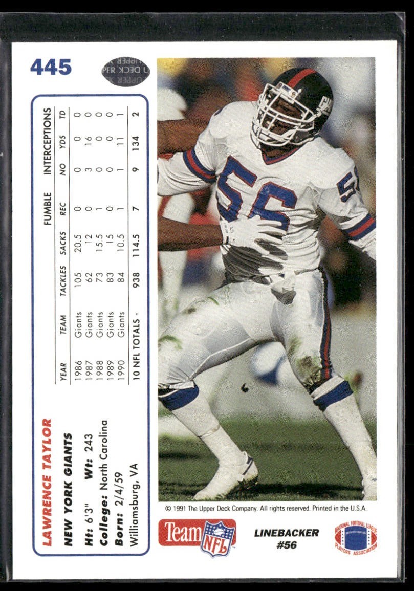 Lawrence Taylor Player Lot Bundle 10 Different Football Cards LT001 Giants back