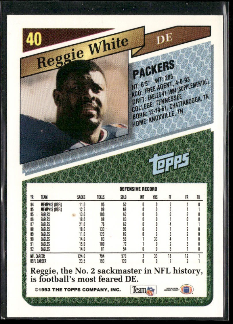Reggie White Player Lot Bundle 10 Different Football Cards RW004 Eagles Packers back