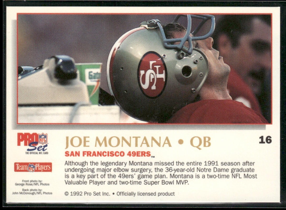 Joe Montana Player Lot Bundle 10 Different Football Cards JM001 49ers Chiefs back