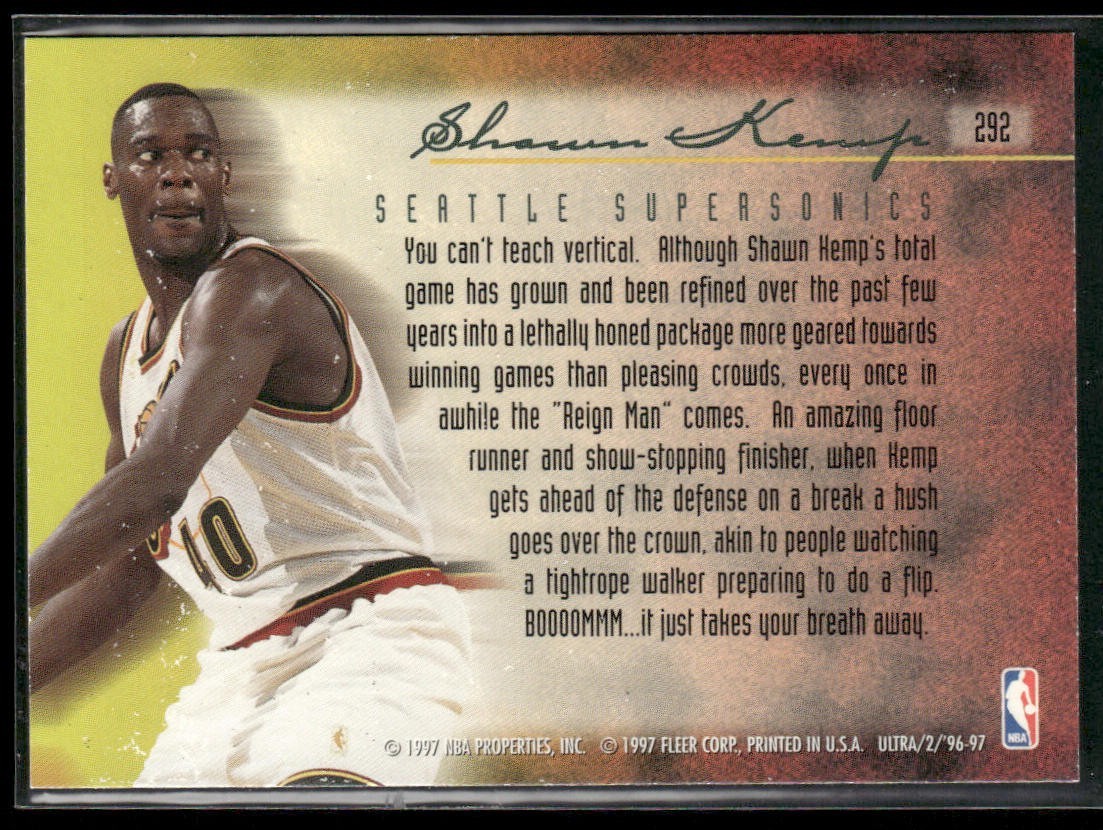 Shawn Kemp Player Lot Bundle 10 Basketball Cards SK002 Supersonics Cavs back