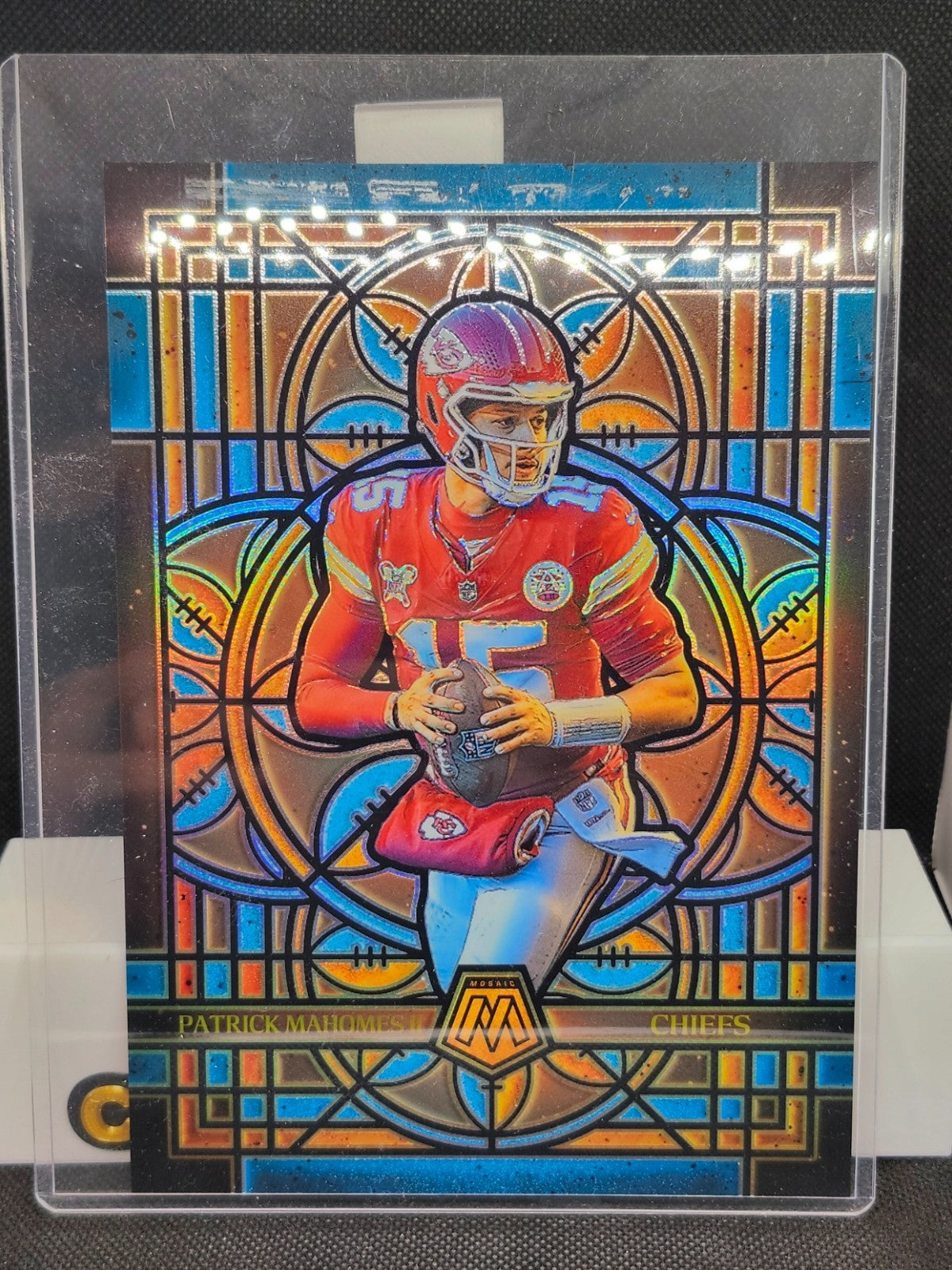 2025 Panini Mosaic Stained Glass Patrick Mahomes II Prizm Oversized Jumbo Chiefs front