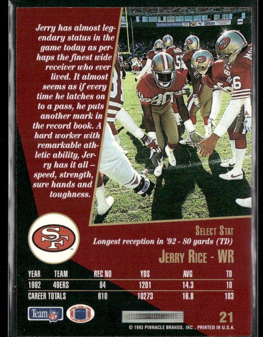 Jerry Rice Player Lot Bundle 10 Different Football Cards JR003 49ers back
