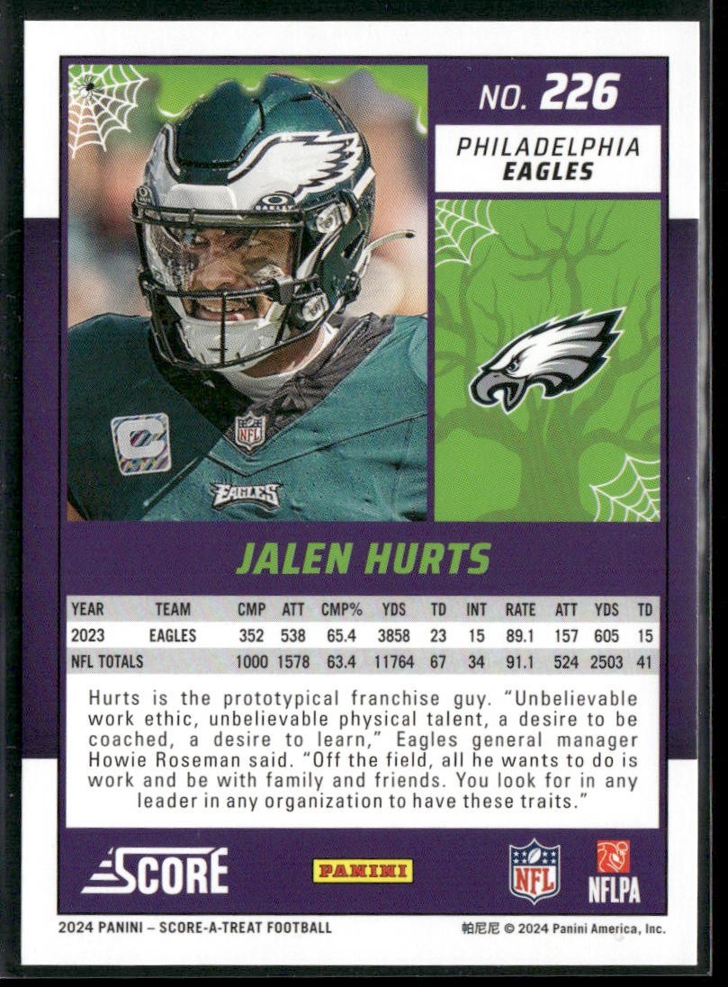 Jalen Hurts Player Lot Bundle 10 Different Football Cards JH004 Eagles back