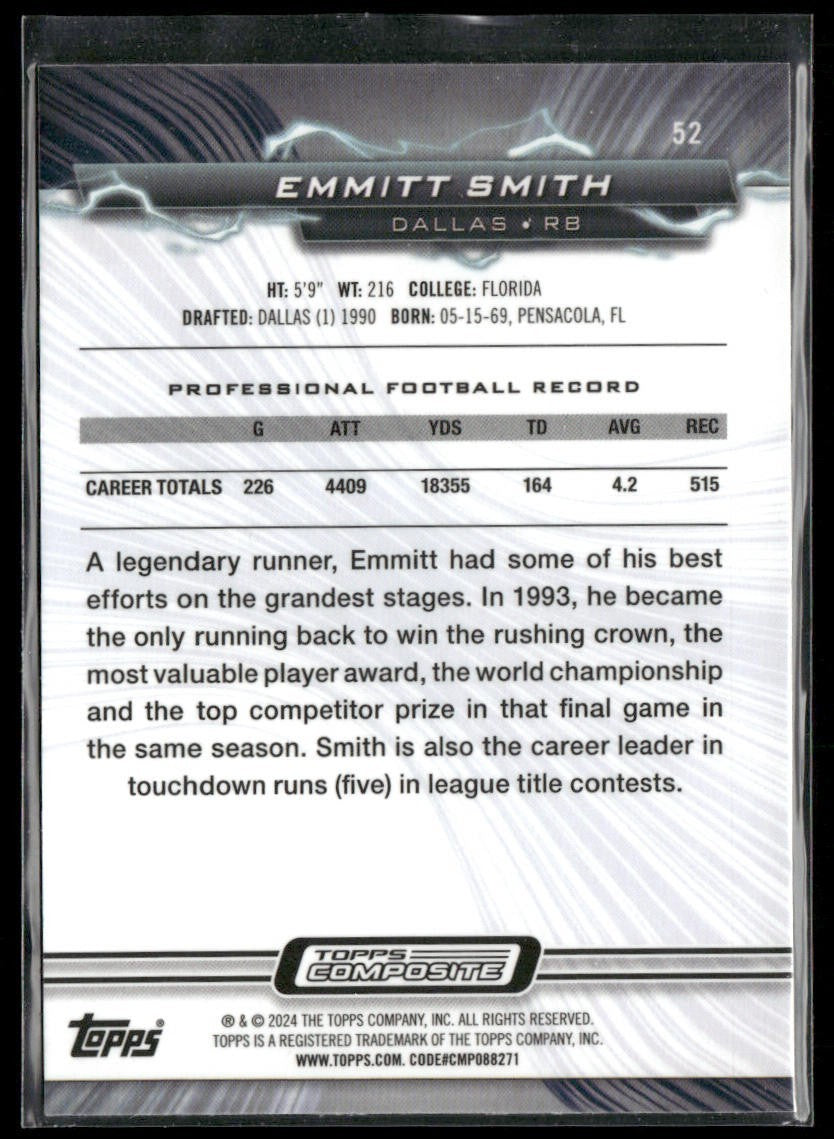 Emmitt Smith Player Lot Bundle 10 Different Football Cards ES004 Cowboys back