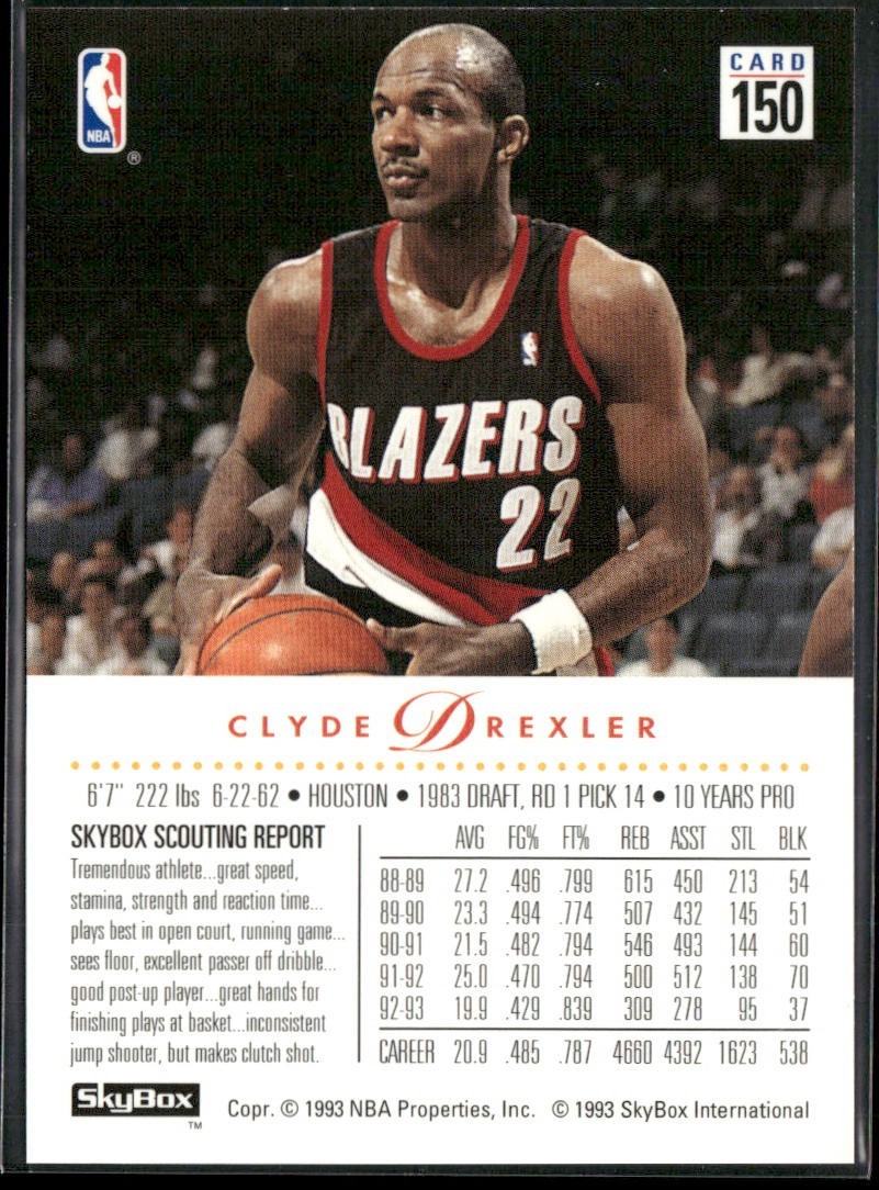 Clyde "The Glide" Drexler Player Lot Bundle 10 Basketball Cards CD004 Portland back