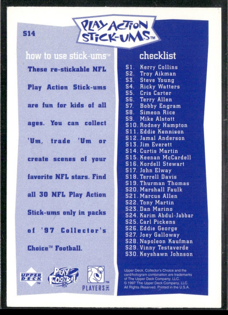 Curtis Martin Player Lot Bundle 10 Different Football Cards CM001 2 RC back