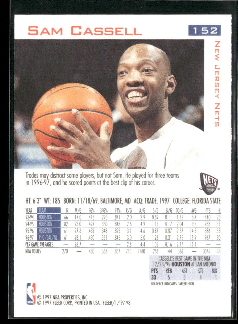 Sam Cassell Player Lot Bundle 10 Basketball Cards SC003 Rockets Nets 2 RC back