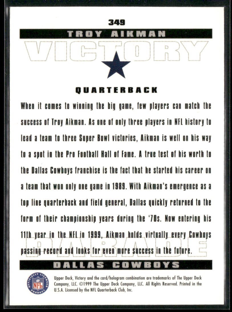 Troy Aikman Player Lot Bundle 10 Different Football Cards TA008 Cowboys back