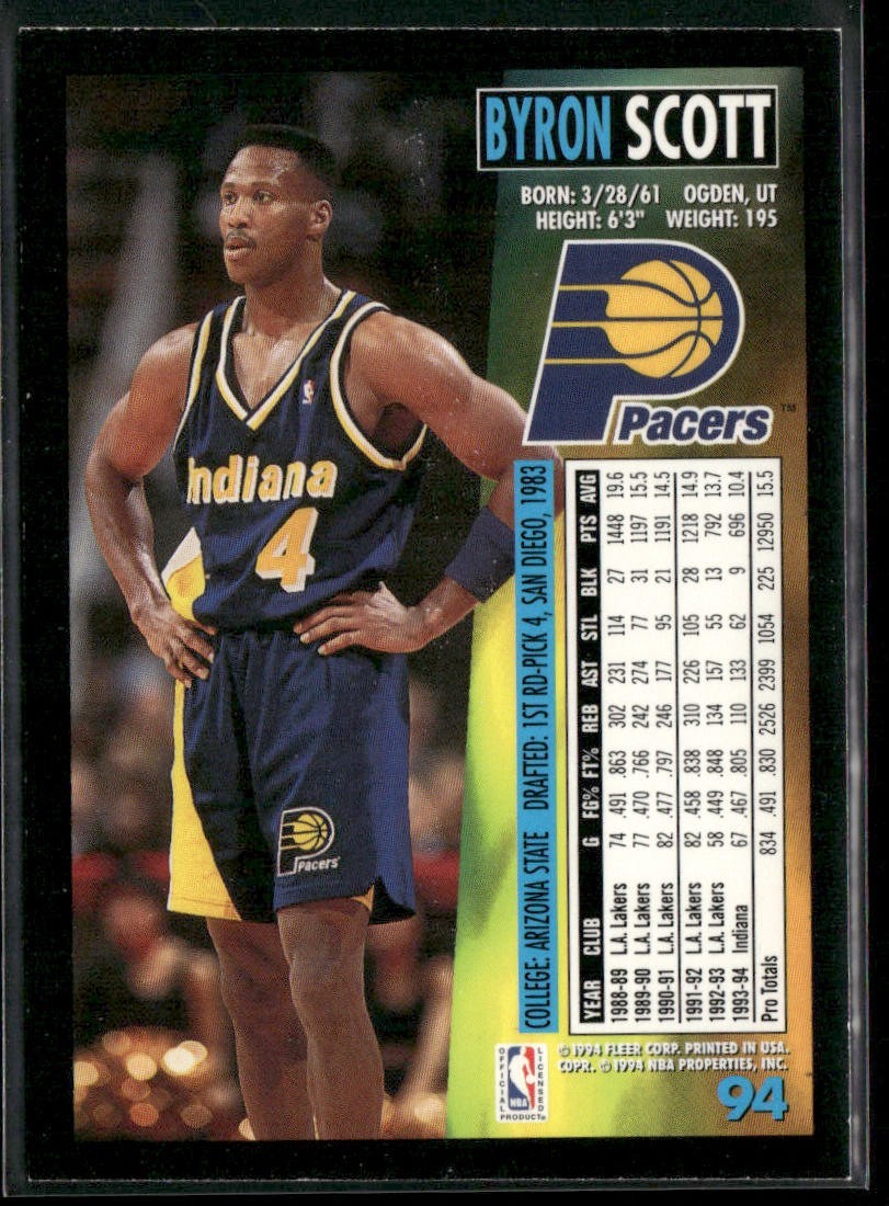 Byron Scott Player Lot Bundle 10 Different Basketball Cards BS003 Lakers Pacers back