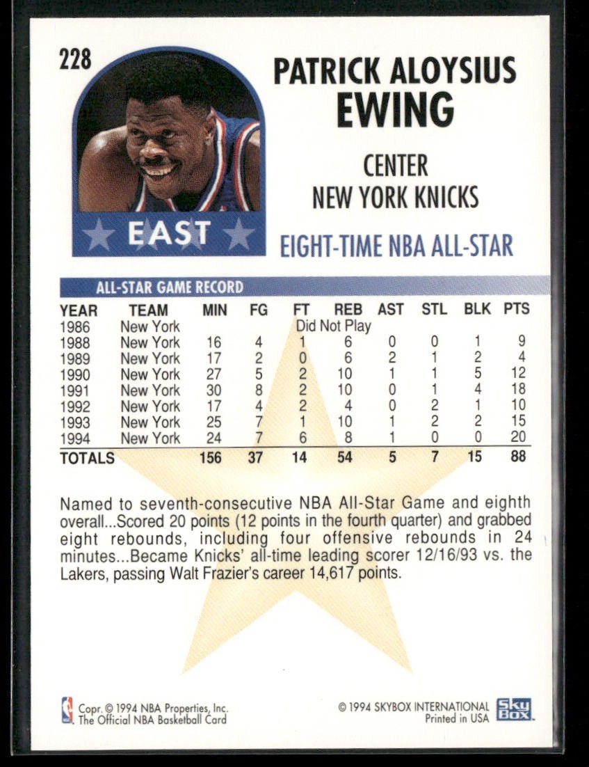 Patrick Ewing Player Lot Bundle 10 Basketball Cards PE005 New York Knicks back
